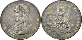 LAZIO. Stato Pontificio Roma.  

Scudo anno II/1825, AR. Pagani 131. Davenport 186. MIR 3074/1.
Raro. Fdc

NGC UNC Details Cleaned 6638156-006