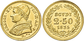 LAZIO. Stato Pontificio Roma.  

Da 2,50 scudi anno V/1835, AV. Pagani 191. MIR 3103/1. Friedberg 267.
Raro. Spl

NGC AU Details Cleaned 6638158-...