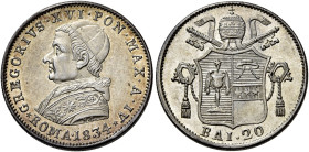 LAZIO. Stato Pontificio Roma.  

Doppio giulio o papetto anno IV/1834, AR. Pagani 231. MIR 3096/1.
Fdc