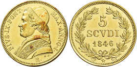 LAZIO. Stato Pontificio Roma.  

Pio IX (Giovanni Maria Mastai Ferretti), 16 giugno 1846 – 7 febbraio 1878. “ I periodo: 1846-1848”. Da 5 scudi anno I...