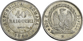 LAZIO. Stato Pontificio Roma.  

Repubblica Romana, 1848-1849. Da 40 baiocchi 1849, AR. Pagani 339. MIR 3124.
Raro. Spl
