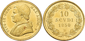 LAZIO. Stato Pontificio Roma.  

Pio IX (Giovanni Maria Mastai Ferretti). “II periodo 1848-1870”. Da 10 Scudi anno V/1850, AV. Pagani 348. MIR 3133/...
