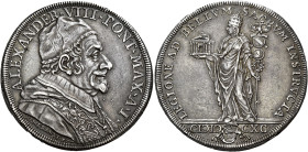 Roma.  

Alessandro VIII (Pietro Ottoboni), 1689-1691. Piastra anno I/1690, AR 32,05 g. ALEXANDER·VIII· PONT·MAX·A·I Busto a d., con camauro e stola c...