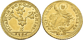 Roma.  

Doppia romana 1776, AV 5,43 g. FLORET IN DOMO – DOMINI Pianta di giglio; all’esergo, 1776. Rv. APOSTOLOR – PRINCEPS S. Pietro seduto sulle nu...