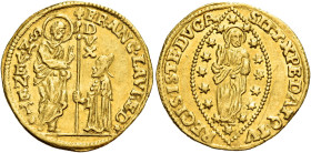 Venezia.  

Francesco Loredan, 1752-1762. Zecchino, AV 3,45 g. FRANC LAVRED – S M VENET S. Marco nimbato, stante a s., porge il vessillo al doge genuf...
