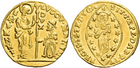 Venezia.  

Ludovico Manin, 1789-1797. Zecchino, AV 3,45 g. LVDOV MANIN – S M VENET S. Marco nimbato, stante a s., porge il vessillo al doge genufless...