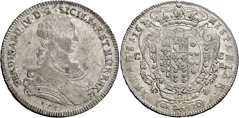 Napoli.  

Piastra da 120 grana 1767, AR 25,32 g. FERDINAND.IV.D.G.SICILIAR ET H...