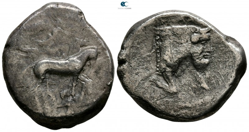 Sicily. Gela 420-415 BC. 
Tetradrachm AR

26mm., 16,38g.

Charioteer drivin...