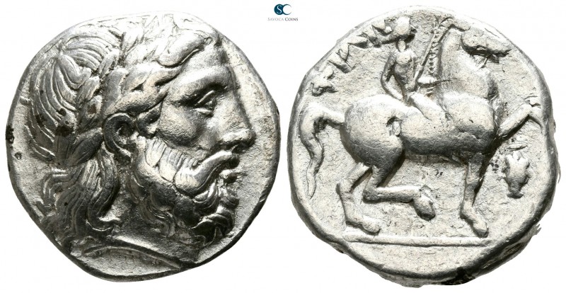 Kings of Macedon. 'Amphipolis'. Philip II. 359-336 BC. 
Tetradrachm AR

22mm....