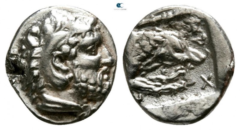 Kings of Macedon. Aigai. Archelaos 413-399 BC. 
Diobol AR

8mm., 0,98g.

Be...