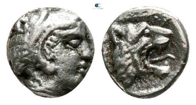 Kings of Macedon. Aigai. Archelaos 413-399 BC. 
Hemiobol AR

5mm., 0,25g.

...