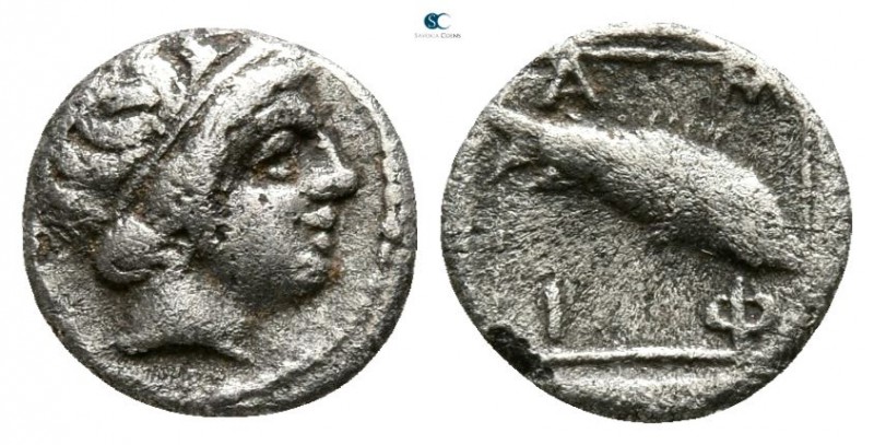 Macedon. Amphipolis circa 357-353 BC. 
Obol AR

6mm., 0,33g.

Male head rig...