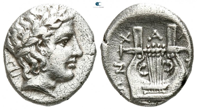 Macedon. Chalkidian League 383-382 BC. 
Tetrobol AR

13mm., 2,30g.

Laureat...