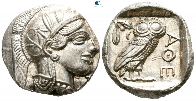 Attica. Athens circa 454-404 BC. 
Tetradrachm AR

25mm., 17,21g.

Head of A...