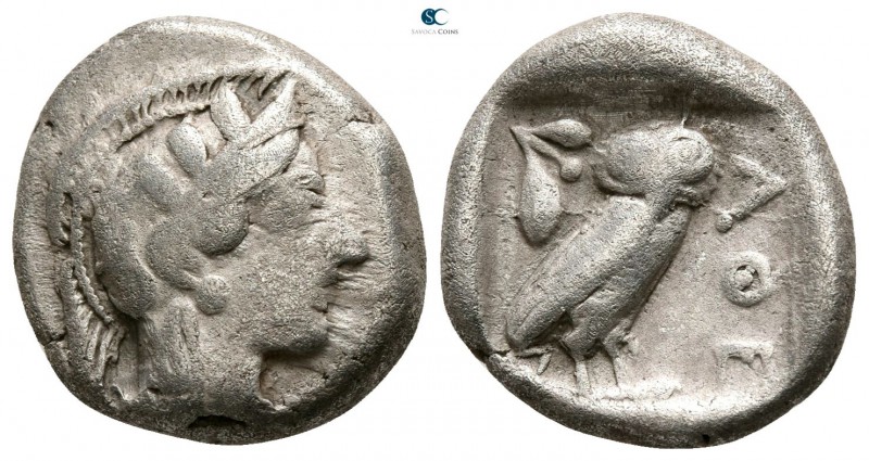 Attica. Athens 454-404 BC. 
Drachm AR

15mm., 4,12g.

Head of Athena with p...