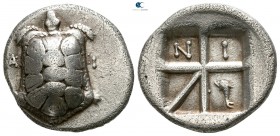 Islands off Attica. Aegina circa 350-338 BC. Drachm AR