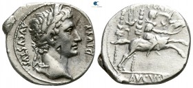 Augustus 27 BC-AD 14. Struck 8 BC. Lugdunum (Lyon). Denarius AR