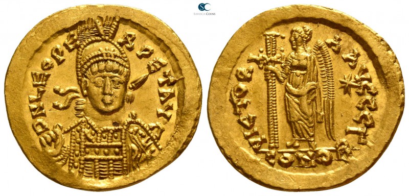 Leo I AD 457-474. Struck AD 462 or 466. Constantinople. 3rd officina
Solidus AV...