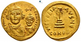 Heraclius with Heraclius Constantine AD 610-641. Struck AD 616-625. Constantinople. 5th officina. Solidus AV