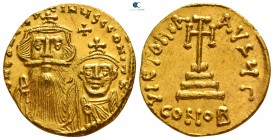 Constans II, with Constantine IV AD 641-668. Struck AD 654-659. Constantinople. 3rd officina. Solidus AV
