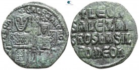 Leo VI with Alexander AD 886-912. Constantinople. Follis Æ