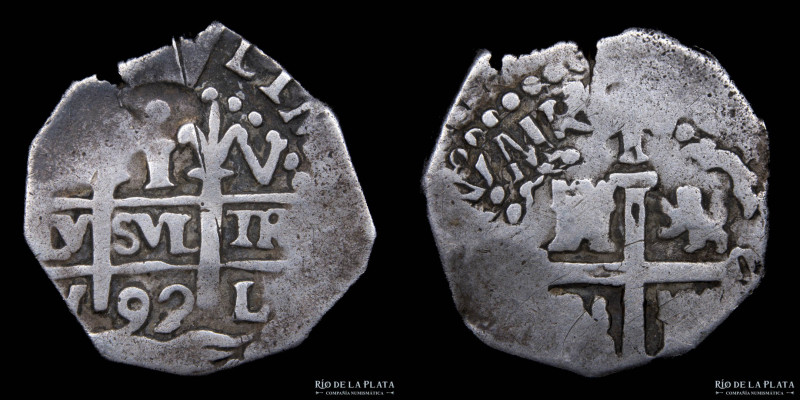 Lima. Carlos II (1667-1701) 1 Real 1692 L. Macuquina / Cob. AG.930; 20mm; 3.4g. ...