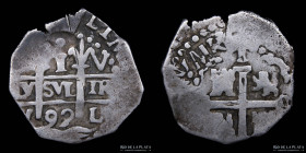 Lima. Carlos II. 1 Real 1692 L. Macuquina. Cal 682