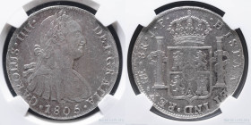 Lima. Carlos IV. 8 Reales 1805 JP. CJ 76.17.2