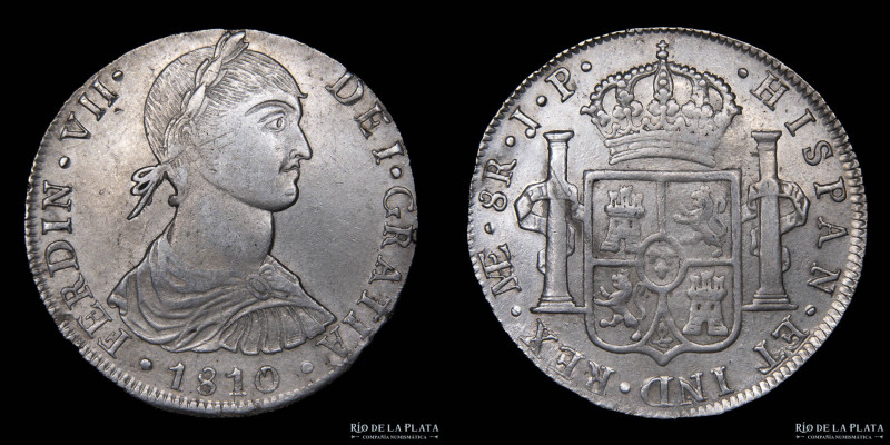 Lima. Fernando VII (1808-1833) 8 Reales 1810 JP, Busto Indígena. AG.896, 38.0mm;...