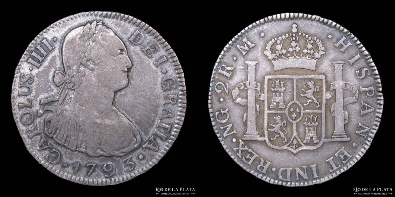 Guatemala. Carlos IV (1789-1808) 2 Reales 1793 M. AG.896; 27.5mm; 6.5g. KM51 Cal...