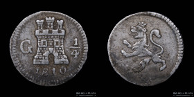 Guatemala. Fernando VII. 1/4 Real 1810. KM72