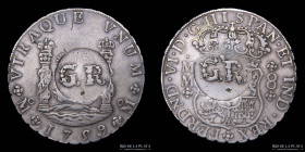 Jamaica. 6S/8P Sobre 8 Reales 1759 MM Contramarca GR. KM8.2