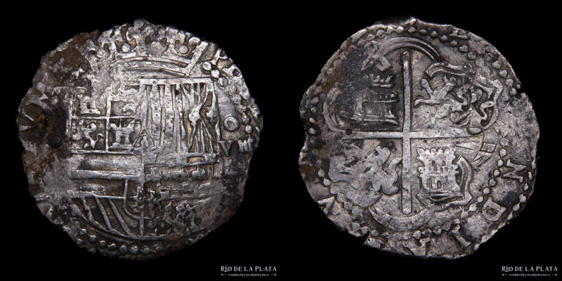 Potosí. Felipe II (1574-1598) 8 Reales 1589-92 B (Baltasar Ramos Leceta). Macuqu...