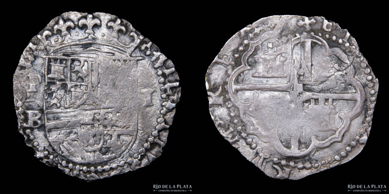 Potosí. Felipe II (1574-1598) 1 Real 1580/82 B (Juan de Ballesteros Narvaez). Ma...
