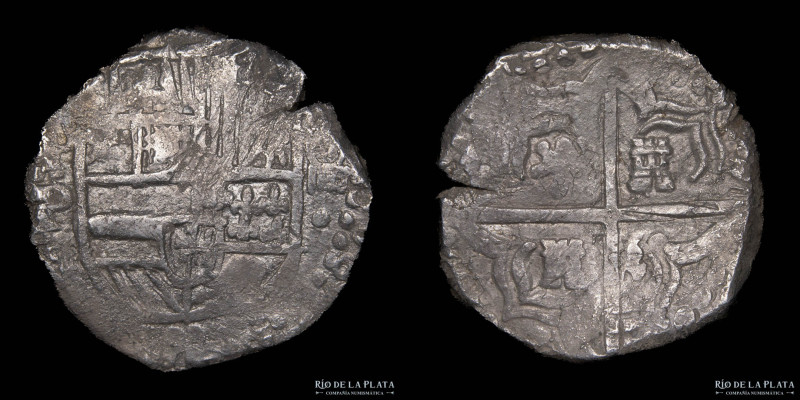 Potosí. Felipe IV (1621-1662) 4 Reales 1623-29 P. Macuquina. AG.930; 28mm; 13.27...