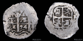 Potosi. Felipe IV. 1 Real 1654 E. Macuquina. CJ 26.2