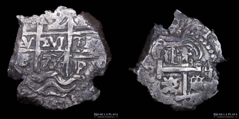 Potosí. Felipe V (1700-1746) 2 Reales 1734 E. Macuquina. AG.930; 22.0mm; 6.6g. C...