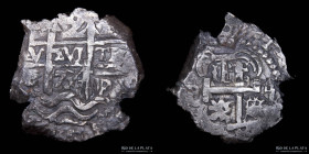 Potosi. Felipe V. 2 Reales 1734 E. Macuquina. CJ 45.7