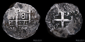 Potosi. Carlos III. 8 Reales 1766 VY. Macuquina. CJ 53.7