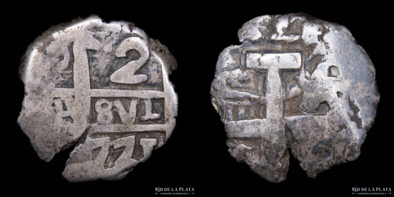 Potosí. Carlos III (1759-1789) 2 Reales 1771/0 VY (José Vargas y Flor y Raymundo...