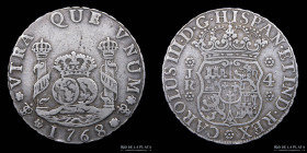 Potosi. Carlos III. 4 Reales 1768 JR Columnaria. CJ 59.2.3