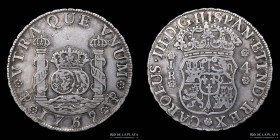 Potosi. Carlos III. 4 Reales 1769 6/6 JR Columnaria. CJ 59.3