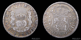 Potosi. Carlos III. 2 Reales 1768 JR Columnaria. CJ 60.2.2