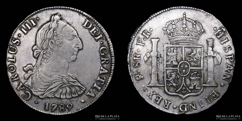 Potosí. Carlos III (1759-1789) 8 Reales 1789 PR (Pedro Mazondo, Raymundo de Ytur...