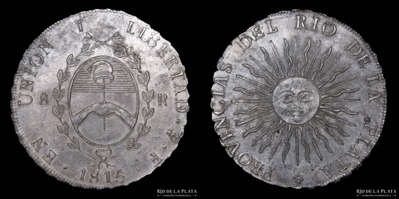 Provincias Unidas del Río de la Plata. 8 Reales 1815 F (Francisco José de Matos)...