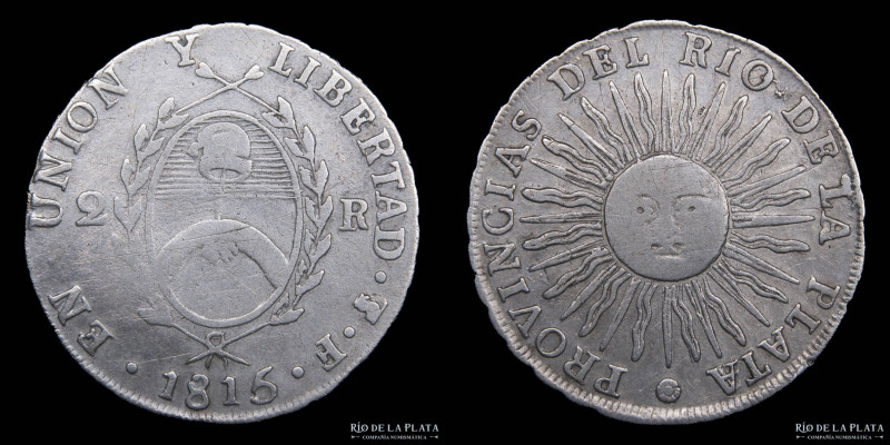 Argentina. Provincias Unidas del Río de la Plata. 2 Reales 1815 F (Francisco Jos...
