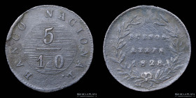 Argentina. Buenos Aires. 5 Decimos 1828. CJ 10.6.1