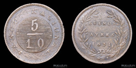 Argentina. Buenos Aires. 5 Decimos 1831 sobre decimo. CJ 12.2