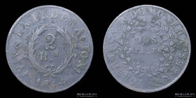 Argentina. Buenos Aires. 2 Reales 1844. CJ 15.2