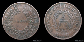 Argentina. Buenos Aires. 1/2 Real 1840. CJ 17.1.1